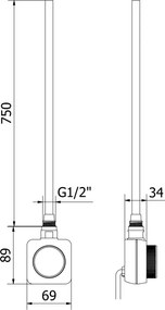 Mexen, Mexen Ares elektromos fűtés 1800 x 500 mm, 900 W, czarny - W102-1800-500-6900-70