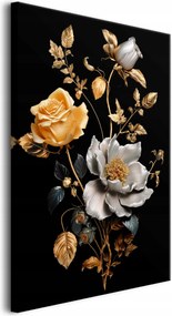 Vászonkép falikép hálószobába arany rózsák virágok 80x120