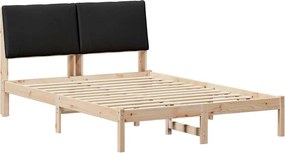 vidaXL Ágykeret fejtámlával Barna és fekete 150 x 200 cm Tömör fenyőfa