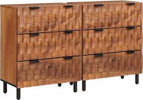 vidaXL Széf 2 pcs Akácbarna felület 60 x 33 x 75 cm Tömör Mangófát