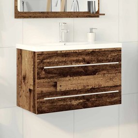 Mosdókagylós szekrény fiókkal 2 pcs Régi fa 80 x 38.5 x 48 cm