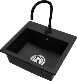 Gránit mosogató szifonnal, fekete, 44,2x41,5, DONYK