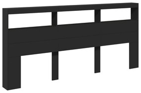 fekete áthidalószekrény LED-világítással 220 x 17 x 102 cm