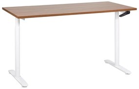 Sötétbarna és fehér manuálisan állítható íróasztal 160 x 72 cm DESTINAS Beliani