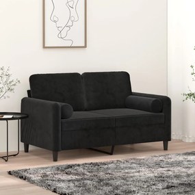 2 db fekete bársony díszpárna Ø15x50 cm