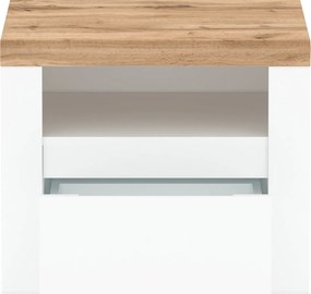 Éjjeliszekrény 1S, fényes fehér/wotan tölgy, VILGO