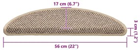 15 db szizál hatású sötét bézsszínű lépcsőszőnyeg 56x17x3 cm