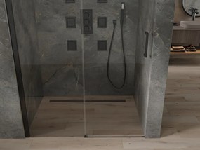 Mexen OMEGA tolózuhanyajtó 160 cm, fekete-átlátszó, 825-160-000-70-00