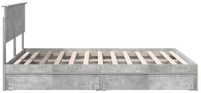 vidaXL Tárolós Ágy fejtámlával Beton Szürke 160 x 200 cm Faanyag