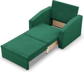 Vertico fekvőfotel, 80 cm széles, bársony, zöld