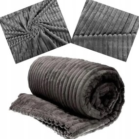 Puha Takaró 160x200 Dombornyomott Csíkos Meleg Szürke, Grafit