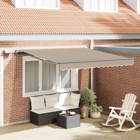 kézi behúzható napellenző LED-del bézs 350x250 cm