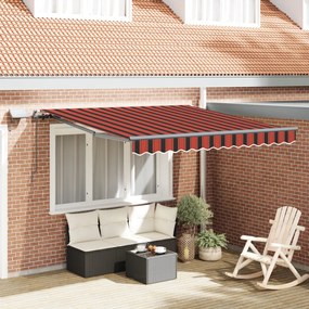 Manuális behúzható napernyő LED világítással Narancs és Barna 300x250 cm