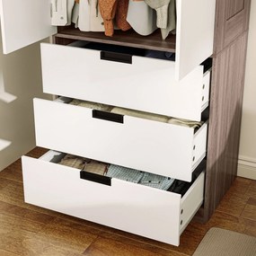 HOMCOM Modern Felnőtt Hálószoba Szekrény 3 Fiókkal és Akasztósíkkal, Méretek: 80Sz x 50Mé x 180Ma cm, Barna | Aosom