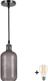 BRILAGI -LED Függőlámpa kábelen RETRO GLASS 1xE27/60W/230V Ø 14 cm fekete/füstszürke