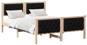 Ágykeret fejtámlával Fekete 140 x 200 cm Tömör fenyőfa