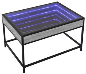 Szürke sonoma végtelen hatású LED-es dohányzóasztal 70x50x41 cm