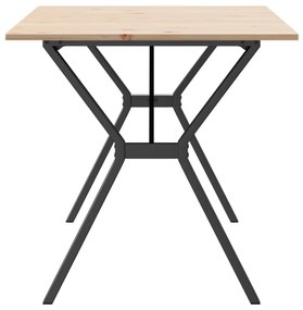 tömör fenyőfa és öntöttvas étkezőasztal Y-vázzal 160x80x75 cm