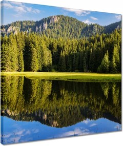 Vászonkép 40x40 Hegyi táj gyönyörű felhőkkel Fák a hegyekben