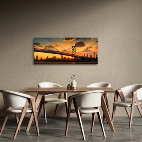 Kép - Naplemente a Ben Franklin híd felett, Philadelphia (120x50 cm)