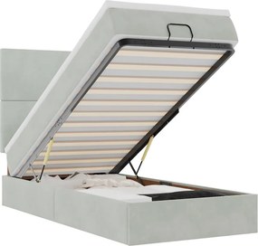 vidaXL Ottomán ágykeret matracokkal világosszürke 80x200cm bársony