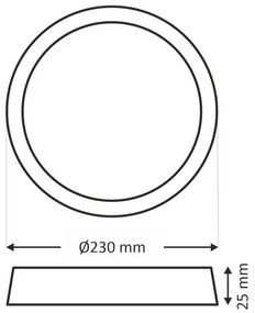 LED mennyezeti lámpatest LED/18W/230V 3000/4000/6500K átm. 23 cm fekete