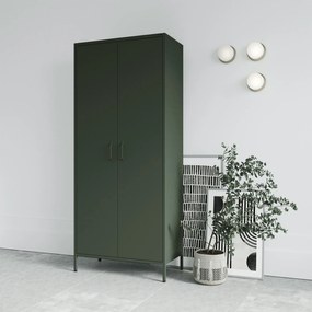 Gardróbszekrény FLAVIO, 800 x 1850 x 450 mm, Modern: palack zöld