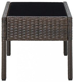 barna polyrattan kerti asztal 75 x 40 x 37 cm