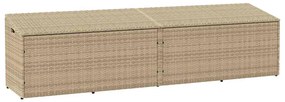 bézs polyrattan kerti tárolóláda 220x50x58 cm