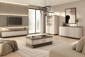 Vesper komód 160 cm fiókokkal - kasmír / dió / fekete fogantyúk