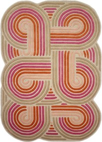 Rózsaszín kézi szövésű gyapjú szőnyeg 140x200 cm Spiral Shaped – Flair Rugs