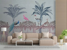 Gario Fotótapéta Madarak a kapunál rózsaszínuek - Andrea Haase Anyag: Vlies, Méret: 350 x 245 cm