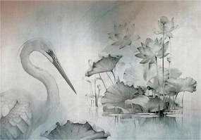 Fotótapéta Virágok Madár Beton Vintage Tapéta Hálószoba Nappali 254x184