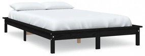 Super King Size fekete tömör fenyőfa ágykeret 180 x 200 cm