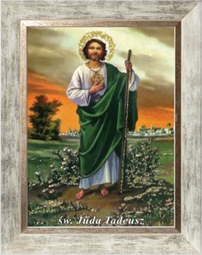 Szent Júdás Tadeusz Vallásos Kép Fehér Díszkeretben 30X40