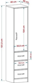 Modera konyhaszekrény, fehér, 40 cm