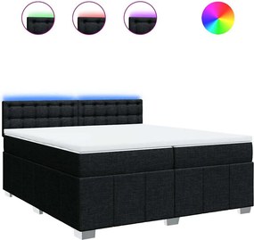 vidaXL fekete szövet rugós ágy matraccal 200 x 200 cm