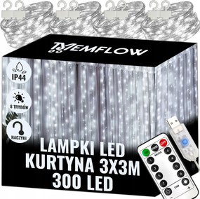 Fényfüggöny 300 Led Hideg 3x3 Karácsonyi Usb Füzér 5V
