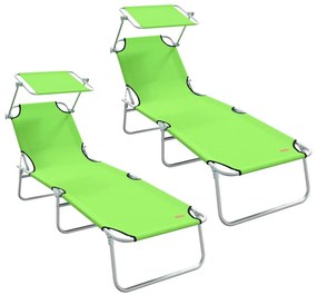 vidaXL Napozó 2 pcs Zöld 58 x 188 x 77cm Poliészter