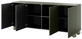 Sonatia II négyajtós komód, gömb lábakon - 200 cm - oliva színű