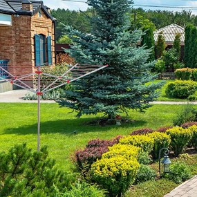 Erga Garden 5000, szabadon álló 4 karos kerti ruhaszárító 200x200x195 cm, ezüst-piros, ERG-SEP-10SUSOGRGAR50