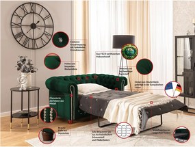 Zöld bársony kinyitható kanapé 148 cm York Blik – Ropez