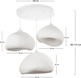 Brilagi - WABI SABI kábeles csillár 3xE27/40W/230V átm. 82 cm fehér
