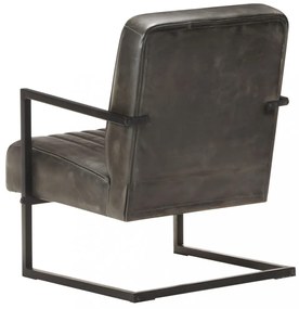 vidaXL kopott szürke valódi bőr szánkótalpas fotel