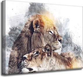 Vászonkép Modern Művészet Oroszlán pár Természet 50x40 cm