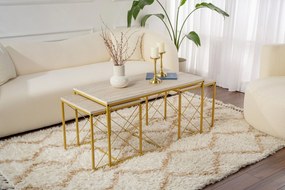 Dohányzóasztal Defne - Gold, Travertine