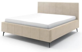 Bézs kárpitozott franciaágy tárolóhellyel ágyráccsal 180x200 cm Lizzano – Meise Möbel