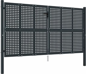 vidaXL antracit színű acél kerti kapu 300 x 125 cm