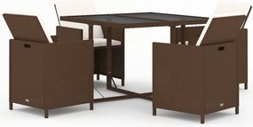 vidaXL 5 részes barna polyrattan kerti étkezőgarnitúra párnákkal