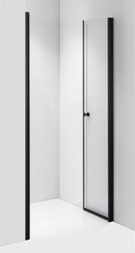Stuxi Roma Black 90 cm széles kétszárnyú nyíló zuhanyajtó, 6 mm vízlepergető üveggel, matt fekete profillal, 195 cm magas